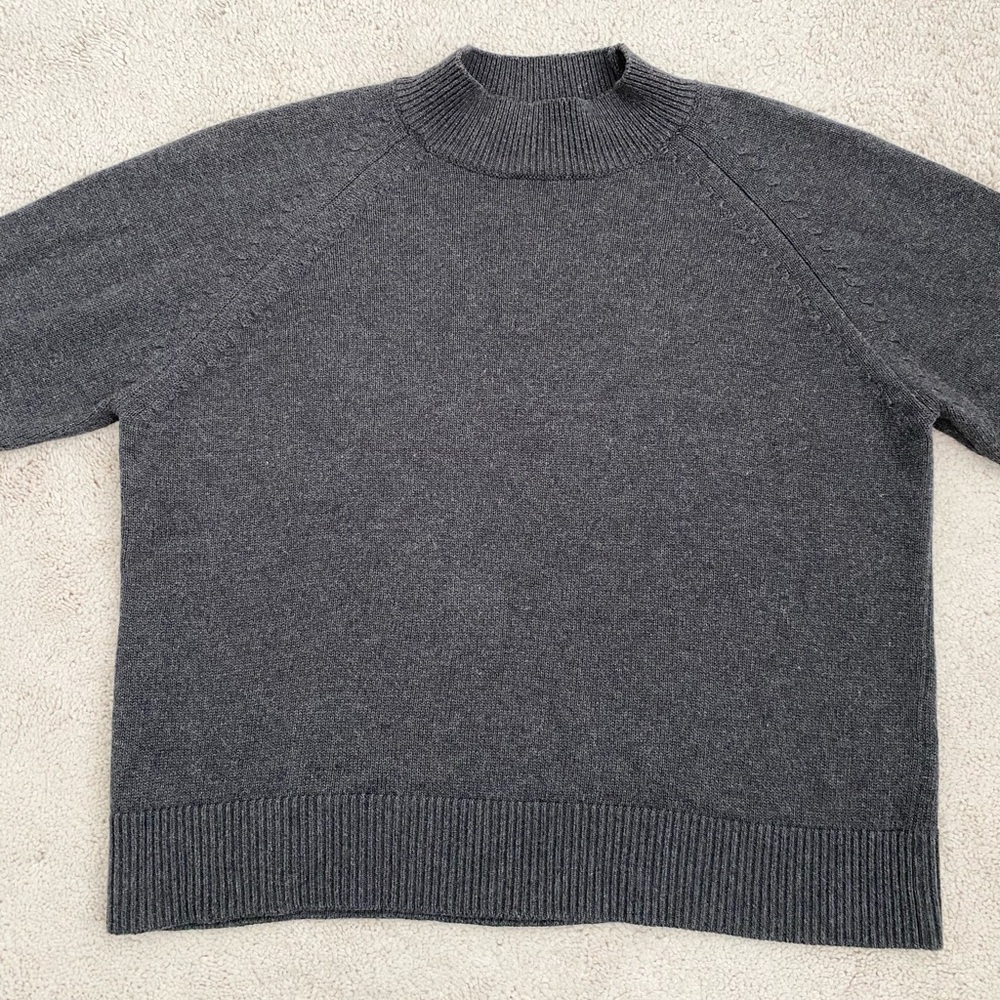 Sold Quince Organic Cotton Charcoal Grey Mock Neck Sweater Small - Picture 4 of 16